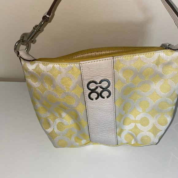 Coach Yellow Ivory Canvas with Leather Authentic Signature Clutch Purse - Picture 5 of 5